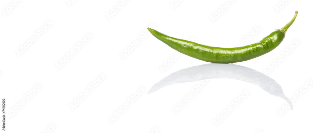 Green chili peppers over white background Green chili peppers over white background