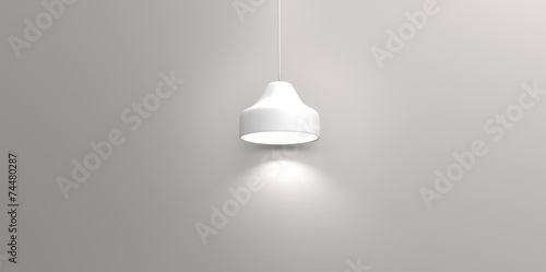 hanging white lamp in a grey room
