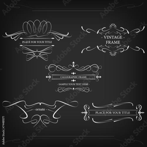 Ornate frames with decorative lines and retro elements 