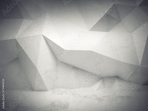 Abstract white concrete 3d interior with polygonal pattern