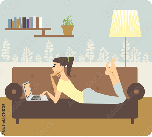 Woman working at home