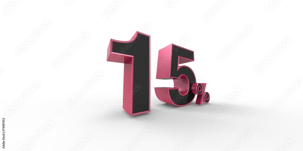 3D rendering of a pink and black 15 percent letters 3D rendering of a pink and black 15 percent letters