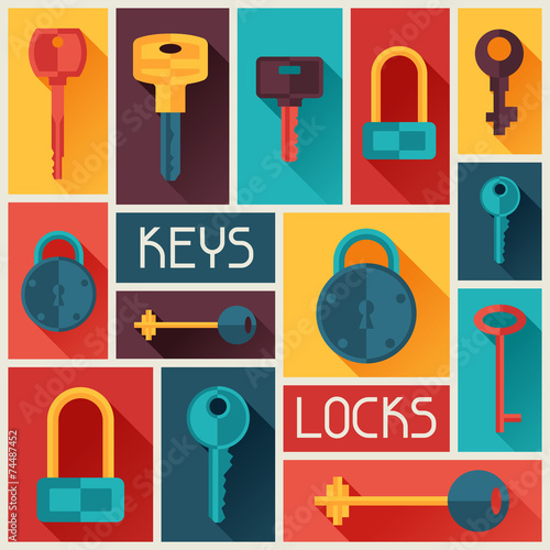 Background design with locks and keys icons.