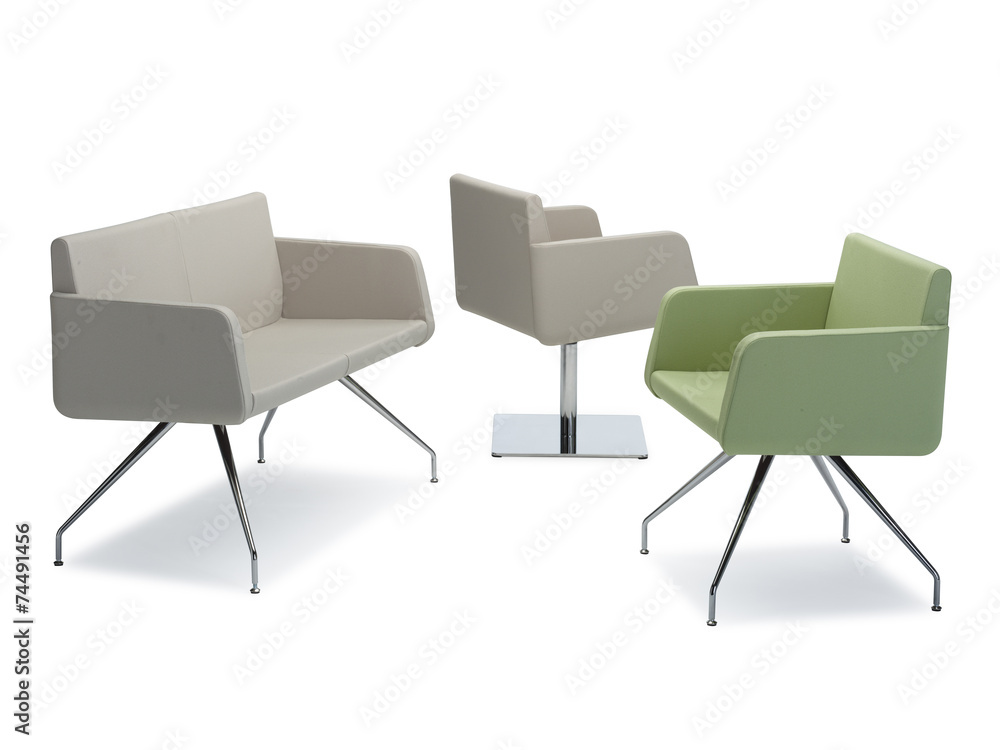 Fototapeta premium Modern green sofas isolated on white background