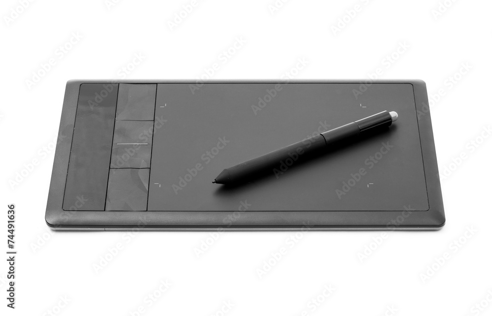 digital, graphic tablet and pen isolated on white digital, graphic tablet and pen isolated on white