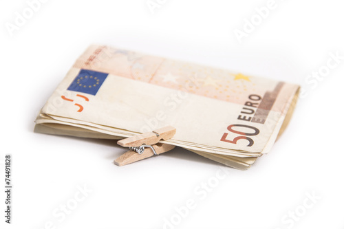 Folded euro banknotes