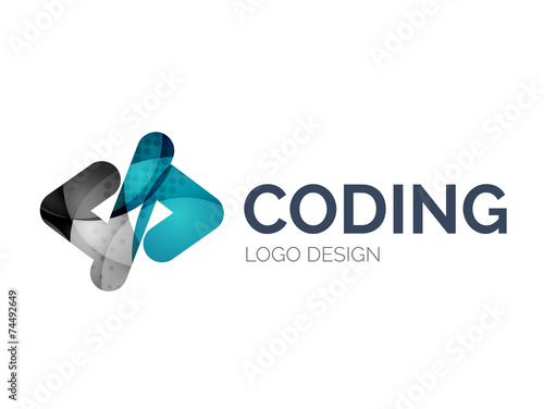 Code icon logo design made of color pieces