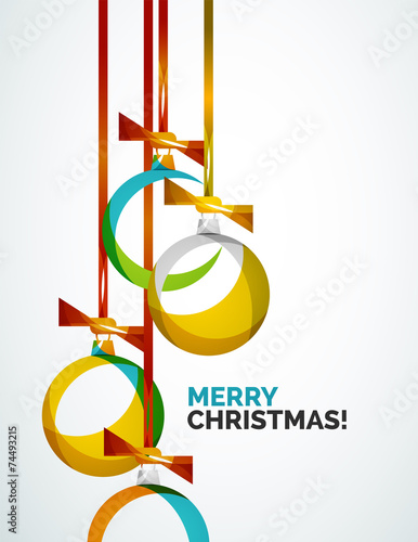 Merry Christmas modern card - abstract baubles