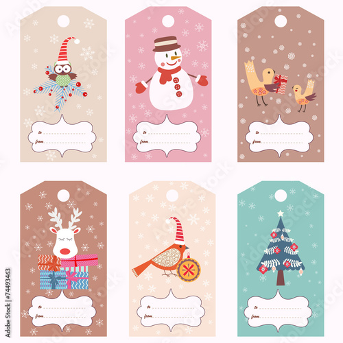 Set of Christmas gift tags