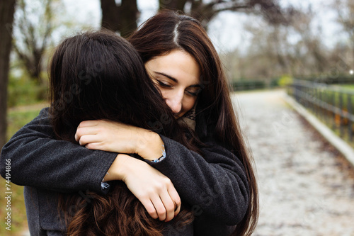 Girl hugging her best friend