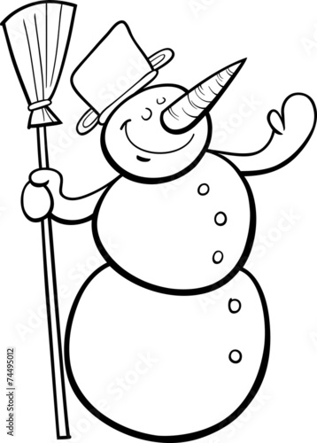 happy snowman cartoon coloring page #74495012