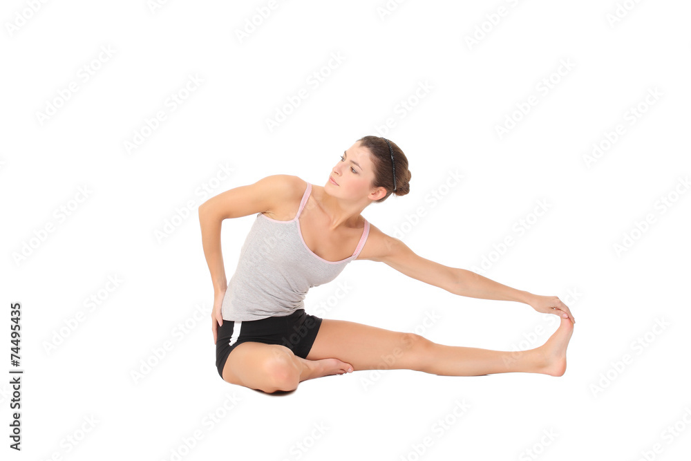 woman training yoga