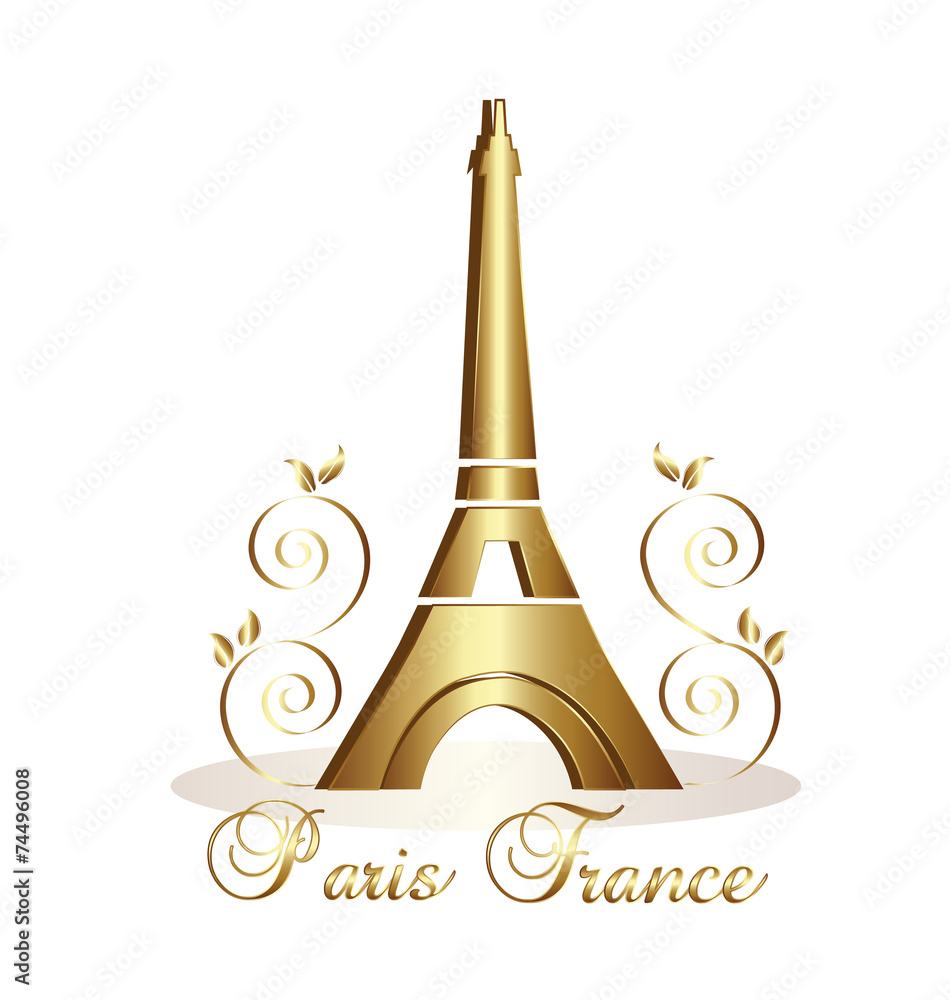 Eiffel Tower Paris-France gold floral vector Eiffel Tower Paris-France gold floral vector