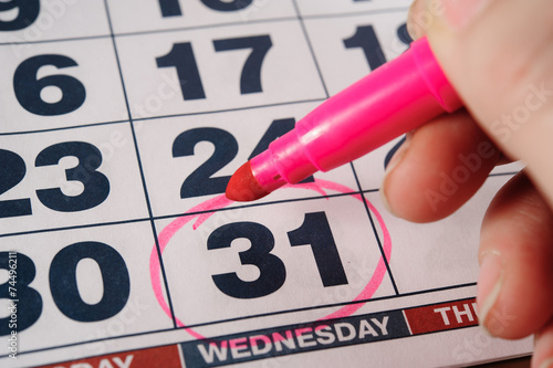December thirty-first calendar selected date