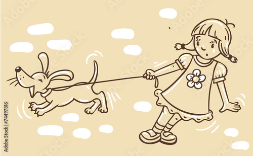 Girl with barking dog