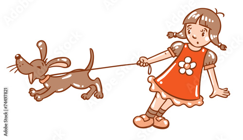 Girl with barking dog