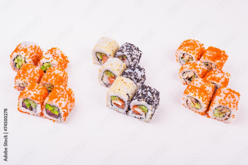 three sushi rolls