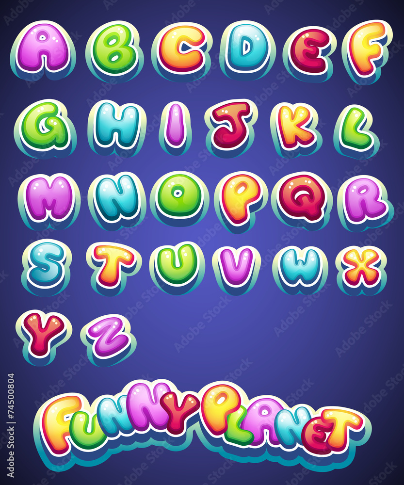 Set of cartoon colored letters for decoration of different names Stock ...