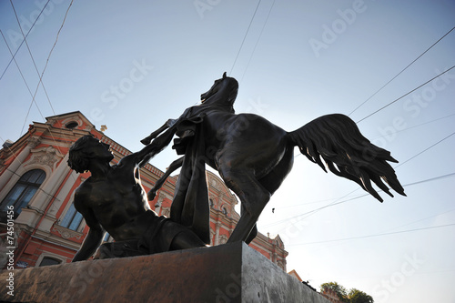 St. Petersburg, Russia, 7 SEPTEMBER: sculpture with a horse on t photo