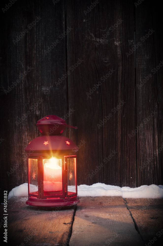 Christmas lantern and decorations - obrazy, fototapety, plakaty 