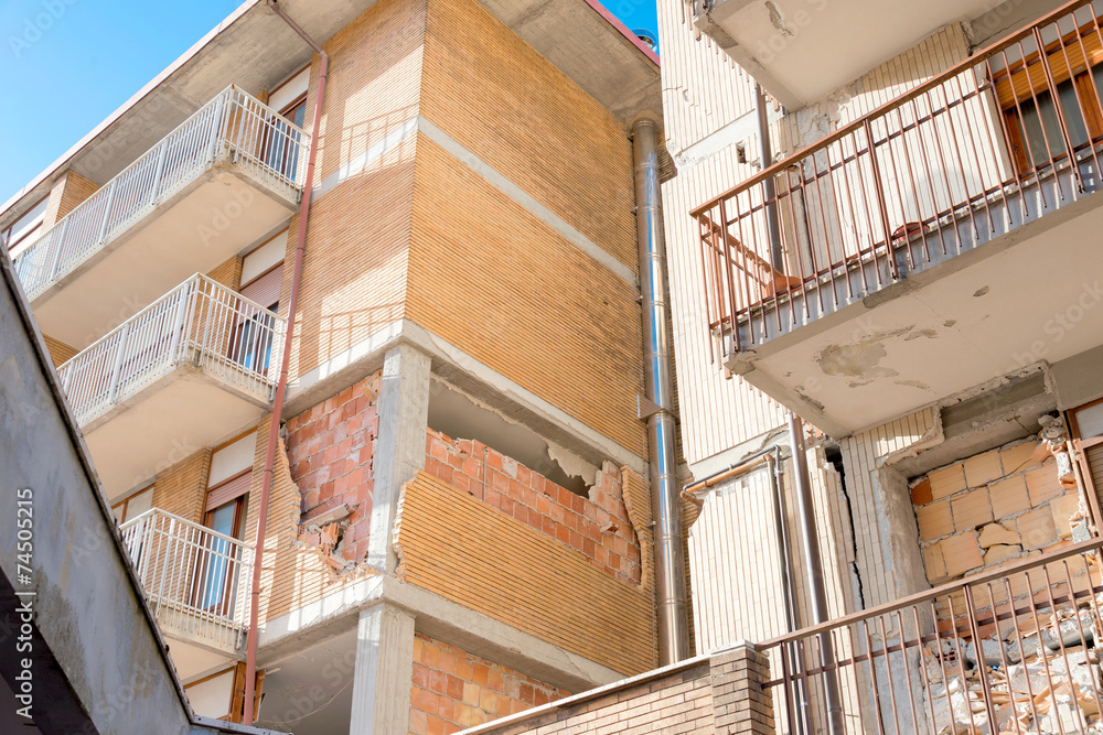 Fototapeta premium City of L'Aquila, Earthquake effects, Abruzzo Italy