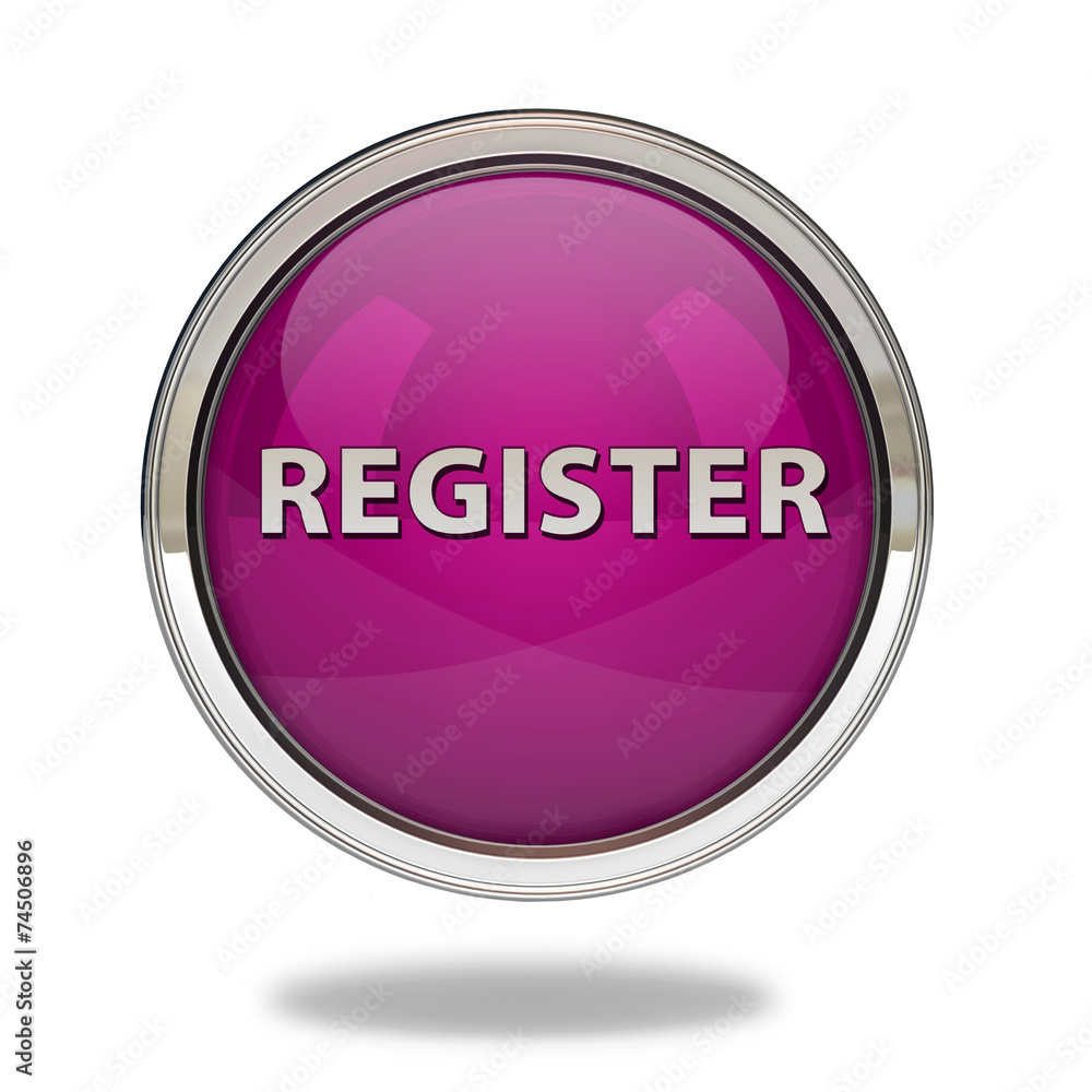 register pointer button on white background register pointer button on white background