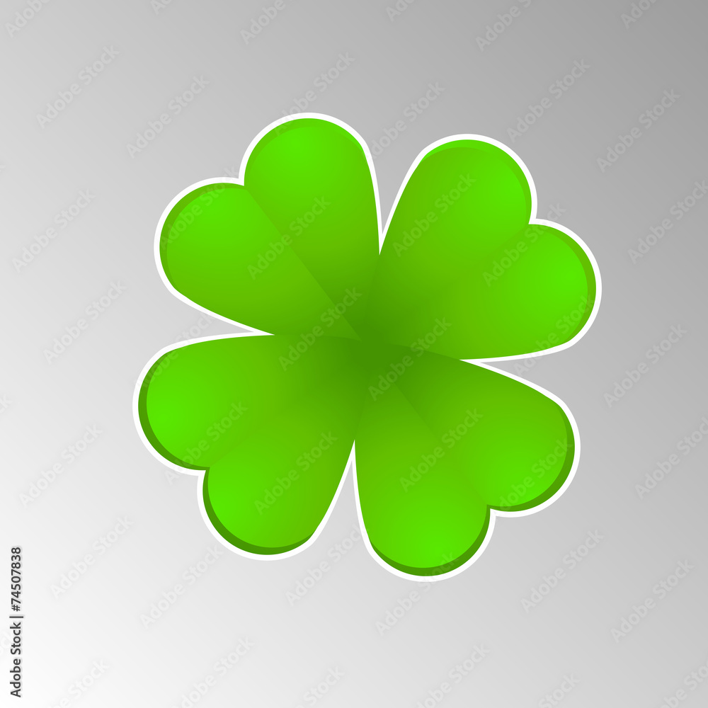 Vector leaf clover for luck with an edge