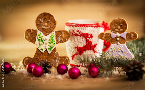 Christmas mug with decorations and sweets
