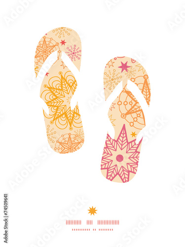 Vector warm stars flip flops silhouettes pattern frame