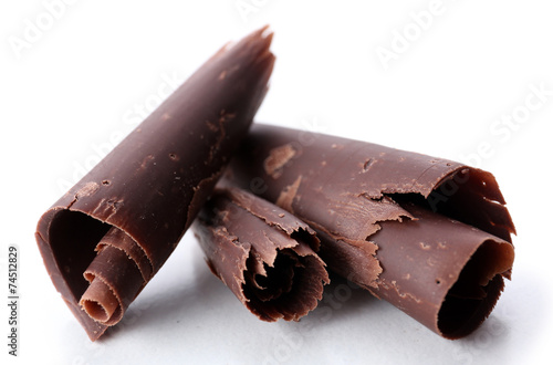 Fotografie Chocolate curls isolated on white