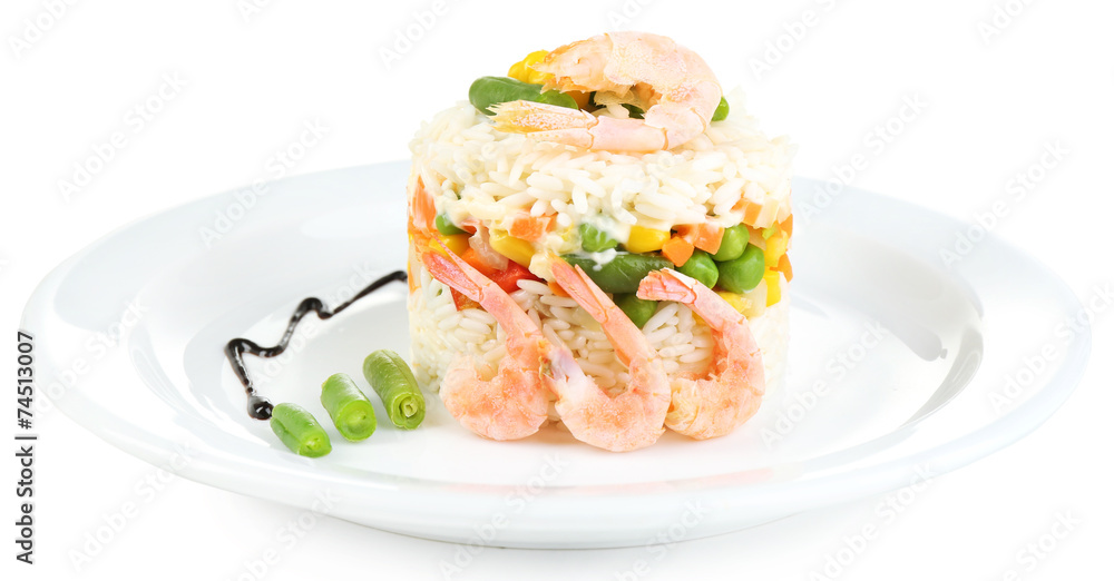 Boiled rice with shrimps and vegetables Boiled rice with shrimps and vegetables