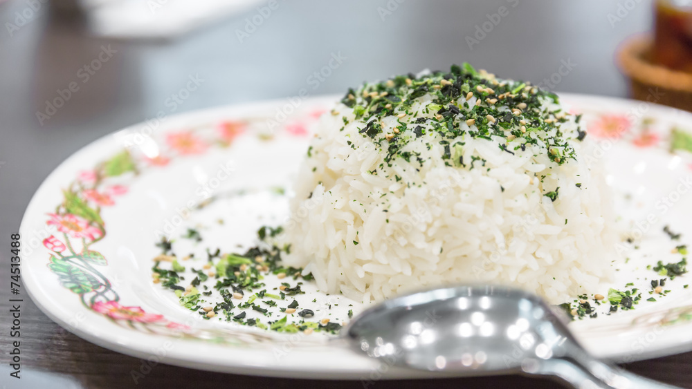 rice sprinkled with healthy seaweed, Japanese food style rice sprinkled with healthy seaweed, Japanese food style