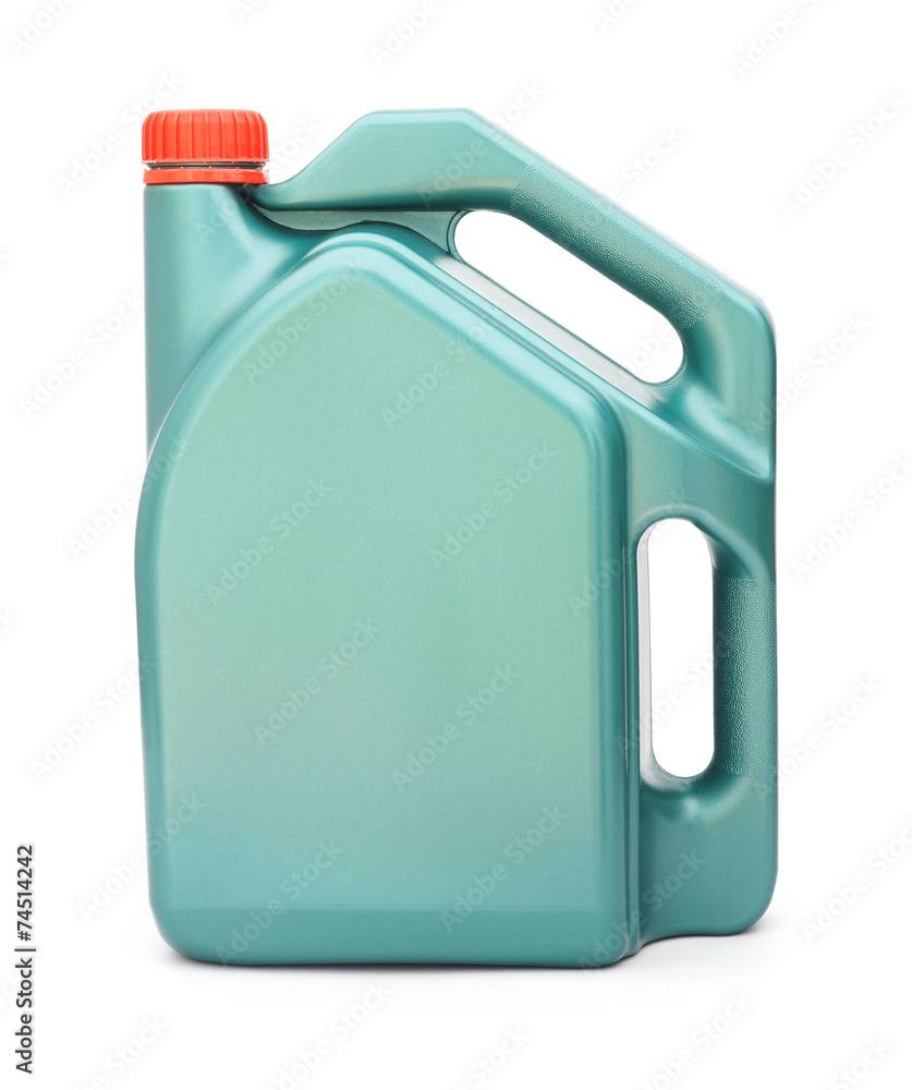 Green plastic gallon with red lid , jerry can Green plastic gallon with red lid , jerry can