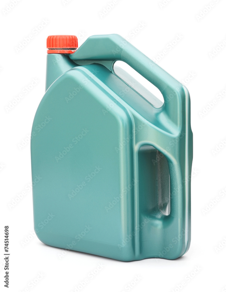 Green plastic gallon with red lid , jerry can Green plastic gallon with red lid , jerry can