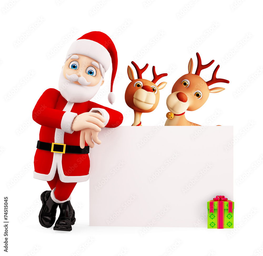 Santa and Reindeer is presenting Merry Christmas Santa and Reindeer is presenting Merry Christmas