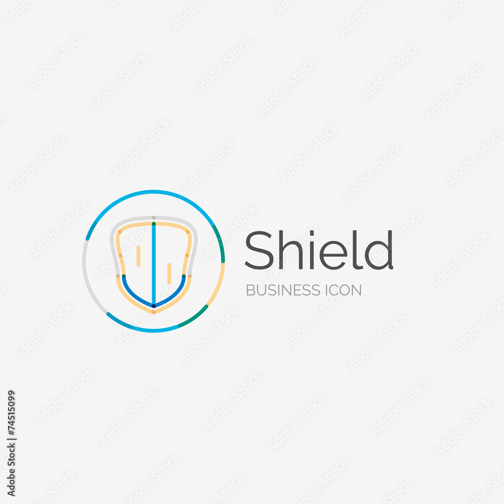 Thin line neat design logo, shield icon Thin line neat design logo, shield icon