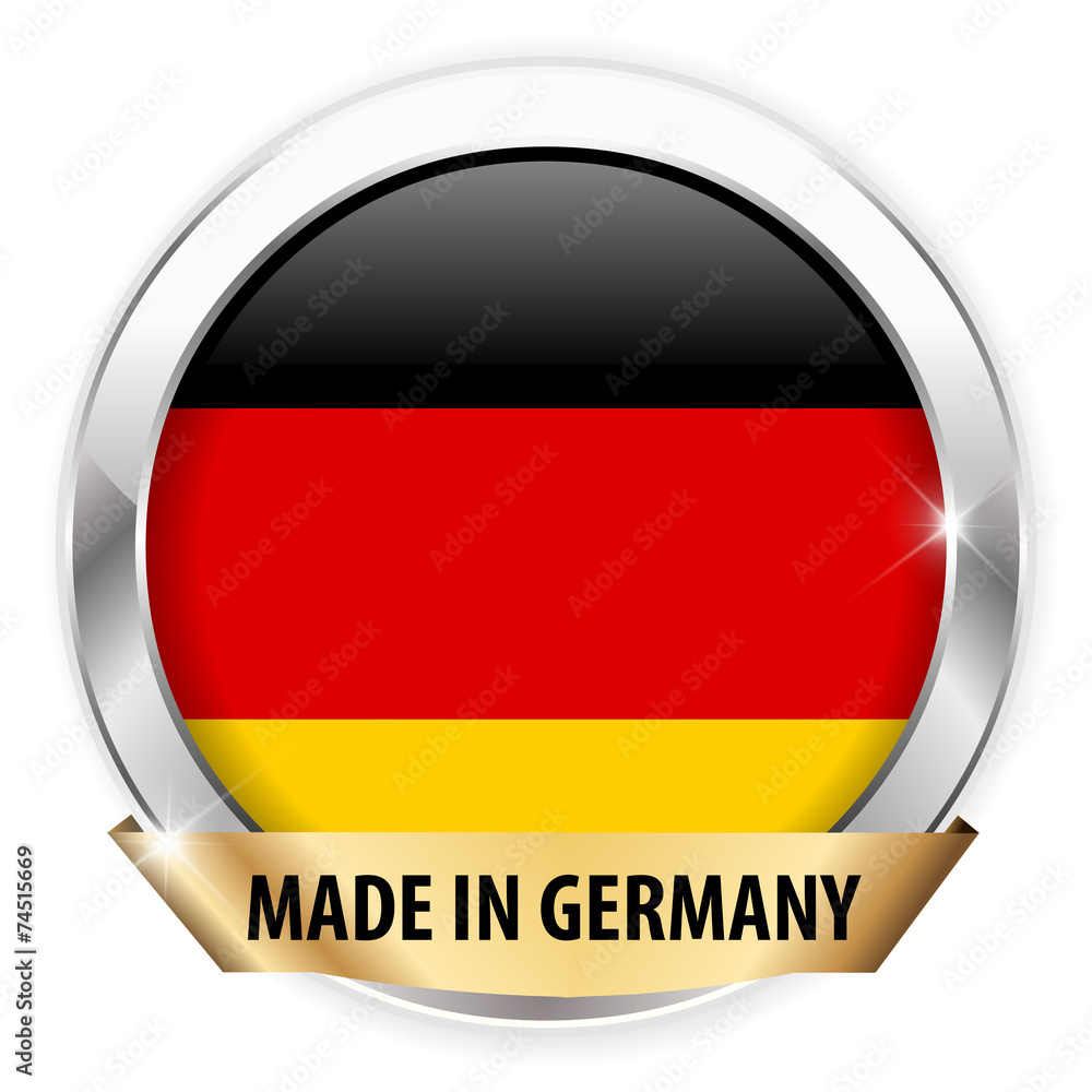 made in germany silver badge isolated button made in germany silver badge isolated button