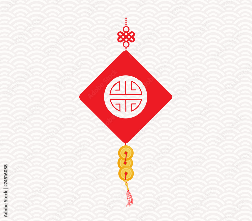 Chinese New Year Greeting with gold coin Chinese New Year Greeting with gold coin