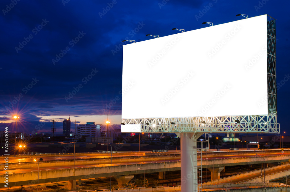 Blank billboard at night for advertisement. Blank billboard at night for advertisement.