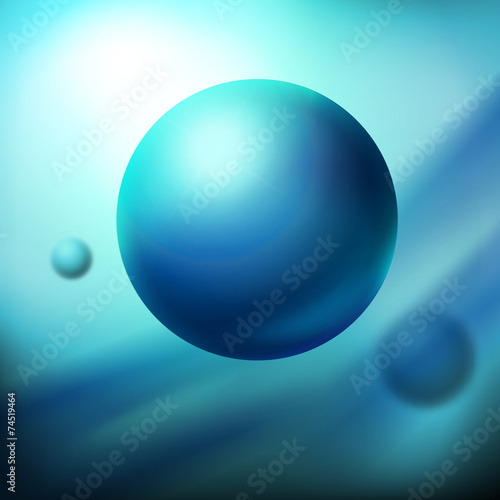 Atmospheric system with soft blue spheres