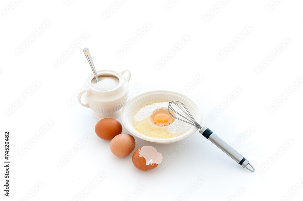 Flour with eggs and sugar Flour with eggs and sugar