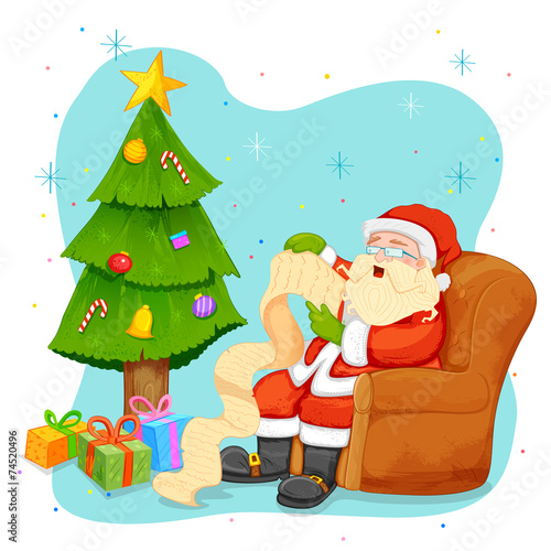 Santa Claus reading wish list for Christmas