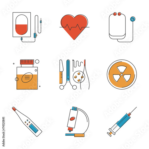 Medical and healthcare line icons set