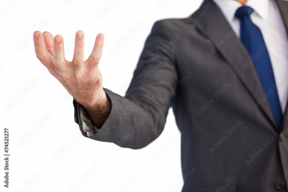 Businessman presenting with his hands Businessman presenting with his hands