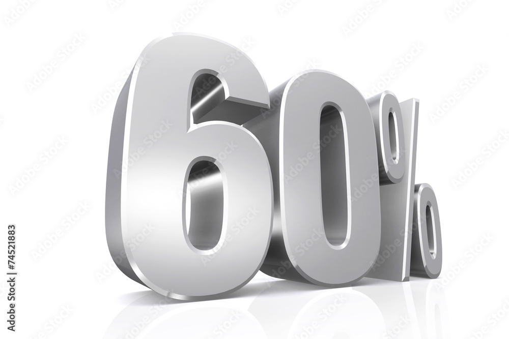 3D render text in 60 percent in silver. 3D render text in 60 percent in silver.