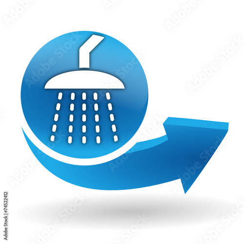 douche sur bouton web bleu