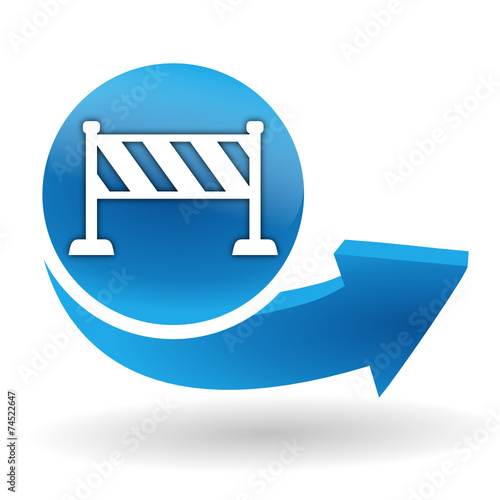 route coupée sur bouton web bleu