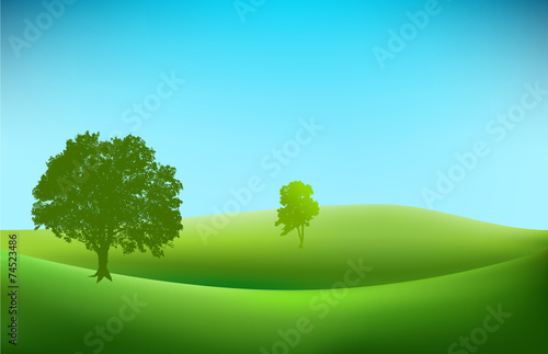 landscape background with tree silhouettes vector