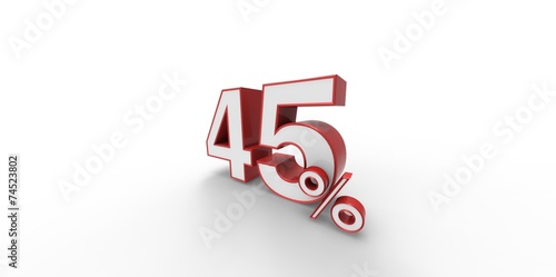 3D rendering of a red and white 45 percent letters