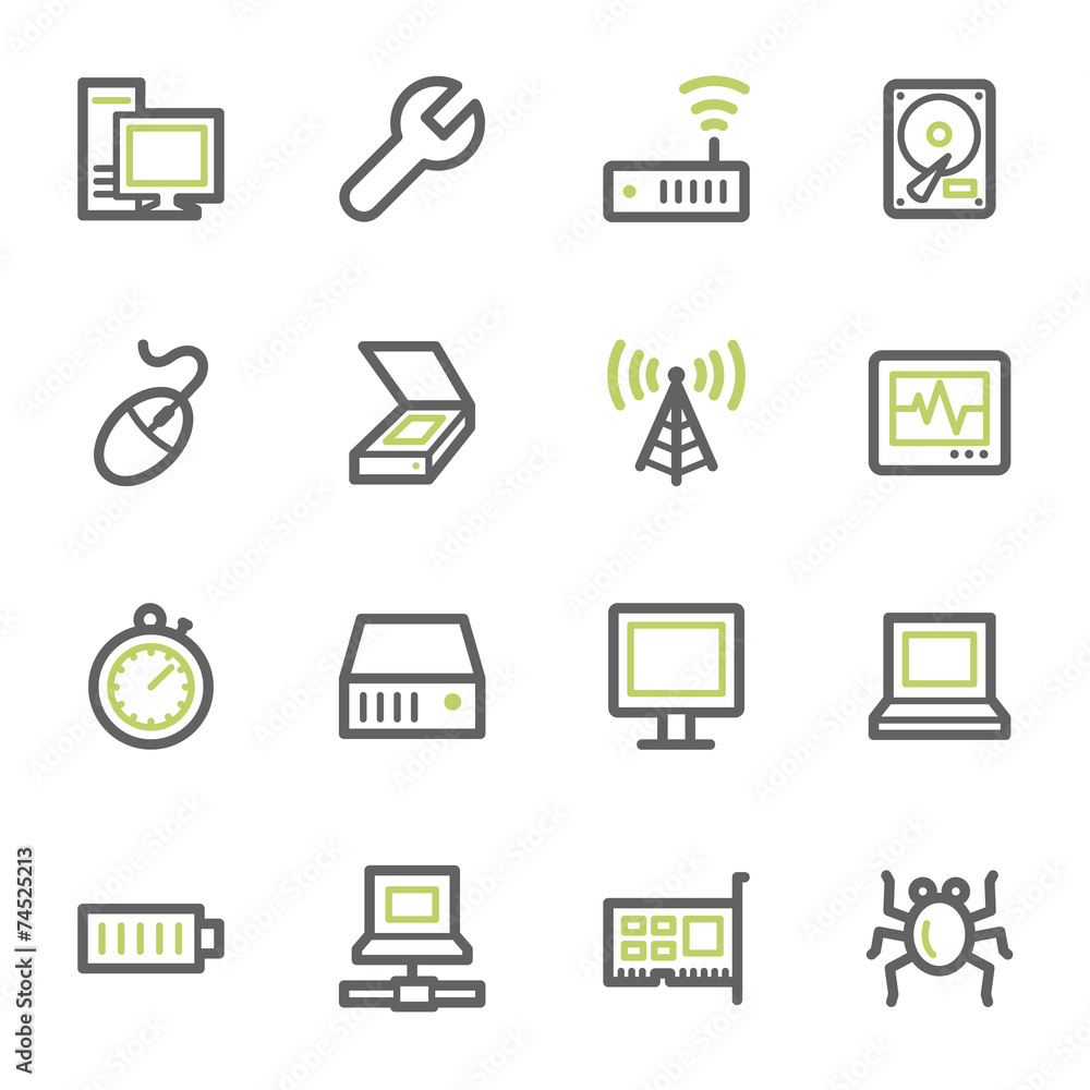 Computer components web icons set Computer components web icons set